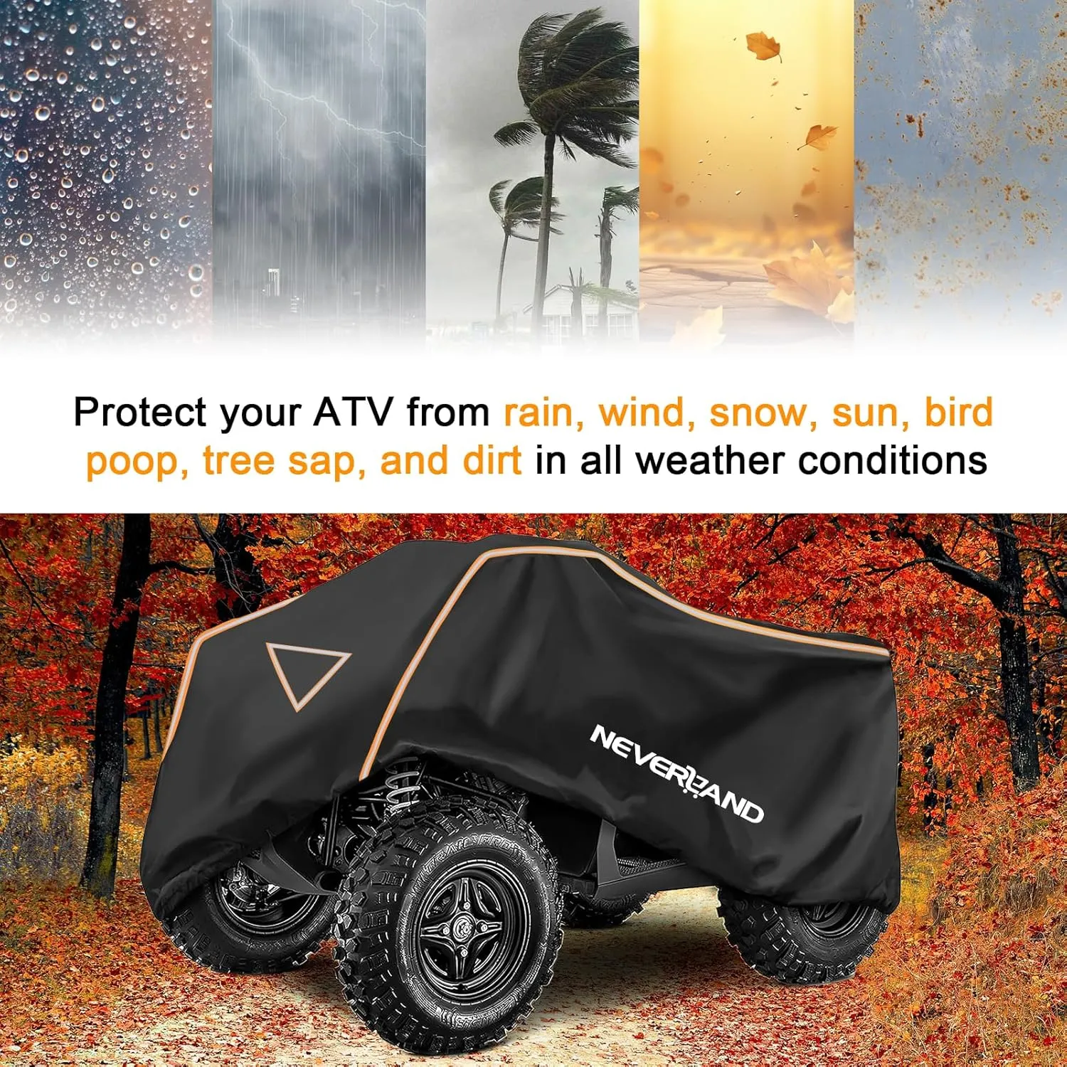 Neverland ATV Cover Waterproof Outdoor Heavy Duty ATV Covers Dustproof Anti-UV 4 Wheeler Cover All Weather Protection Four Wheeler Cover for Polaris Yamaha Suzuki Honda (Black XLarge)