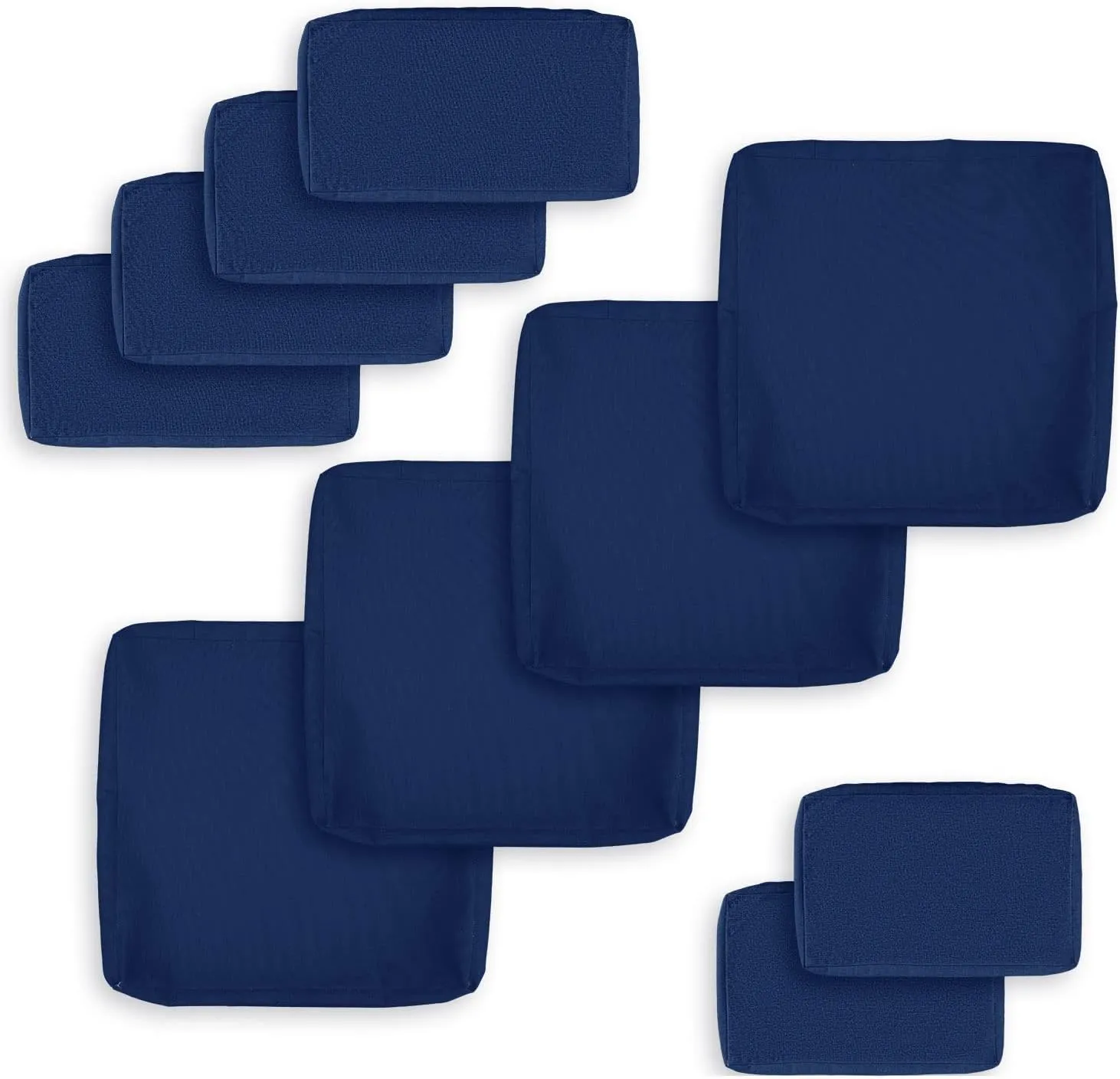 NICESOUL 10-Piece 27“x27 Outdoor Patio Cushion Covers, Olefin Fade/UV-Resistant Sectional Couch Replacement Cover with Zipper, Durable Slipcovers for Outside Exterior, Machine Washable, Navy Blue