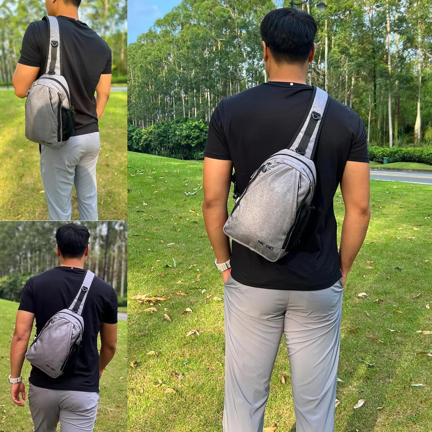 NICGID Sling Bag Chest Shoulder Backpack Crossbody Bags for Tablet Laptop Outdoor Hiking Men Women