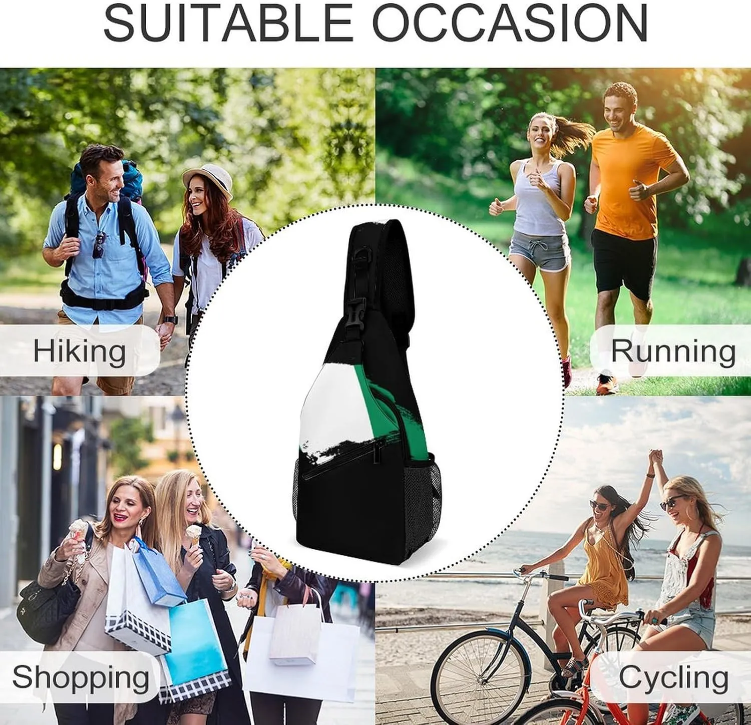 Nigeria Flag Brush Stroke Sling Bag Crossbody Chest Bag Shoulder Bag For Travel Hiking Cycling Camping