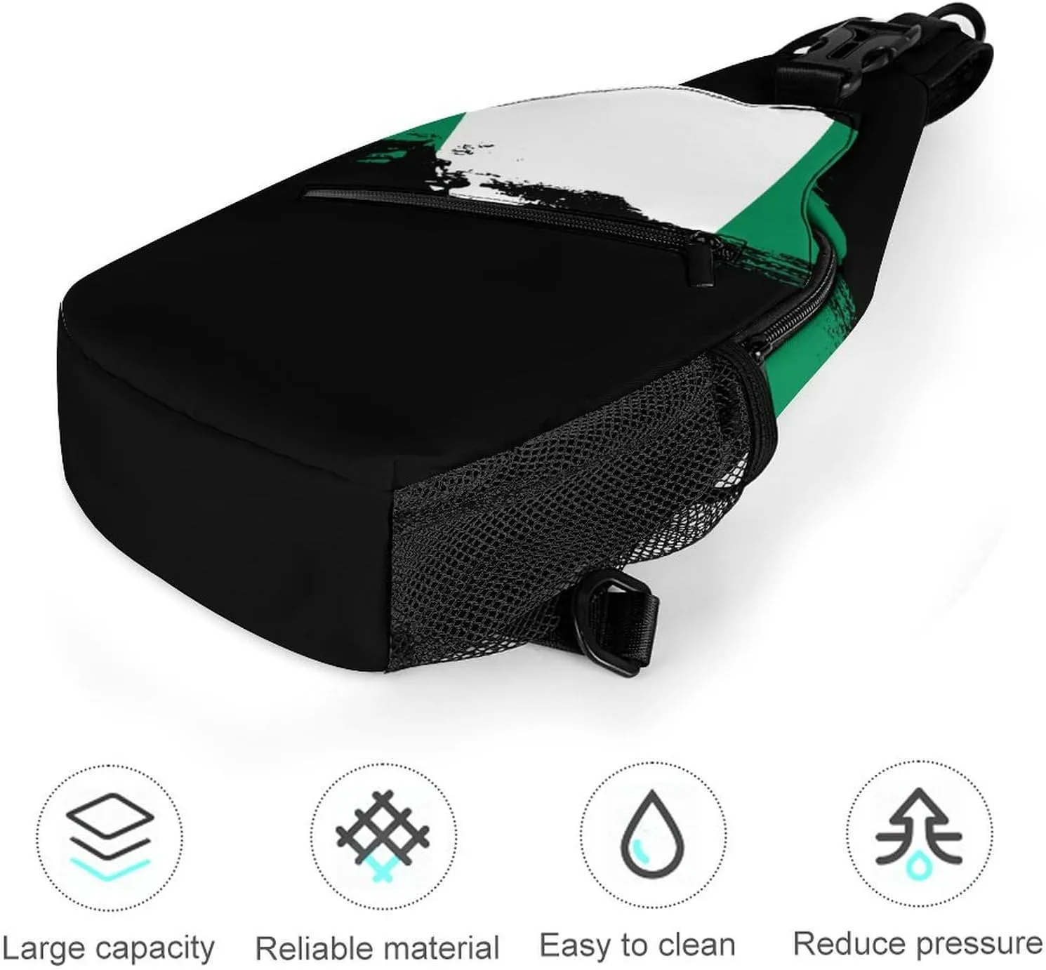 Nigeria Flag Brush Stroke Sling Bag Crossbody Chest Bag Shoulder Bag For Travel Hiking Cycling Camping