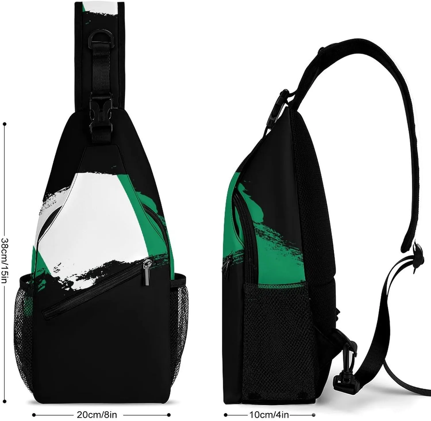 Nigeria Flag Brush Stroke Sling Bag Crossbody Chest Bag Shoulder Bag For Travel Hiking Cycling Camping