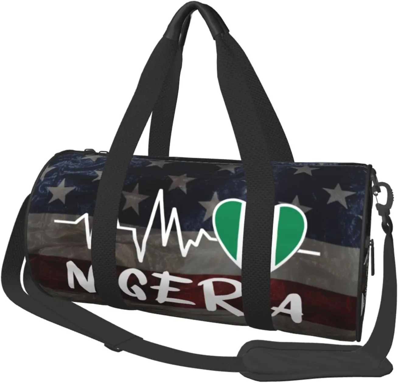 Nigeria Heartbeat Duffel Bag Gym Bag Travel Sports Tote Large Foldable Beach Swim Yoga4