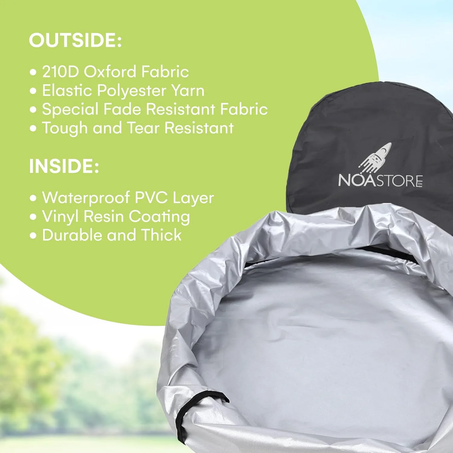 Noa Store BBQ Grill Cover | 18 inches | 210D Heavy Duty Waterproof Grill Cover for Smoker, Stove, Griddle, Kettle and BBQ