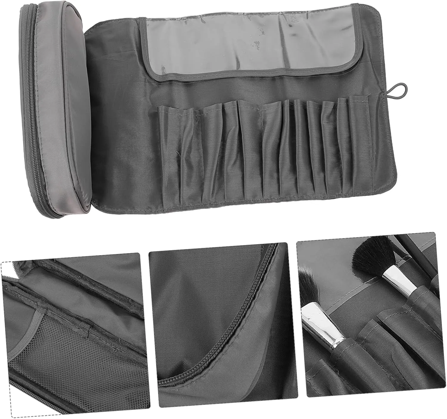 NOLITOY 2pcs Rotating Makeup Brush Pouch White Toiletries Organizer Cosmetic Case Brush Rolling Bag