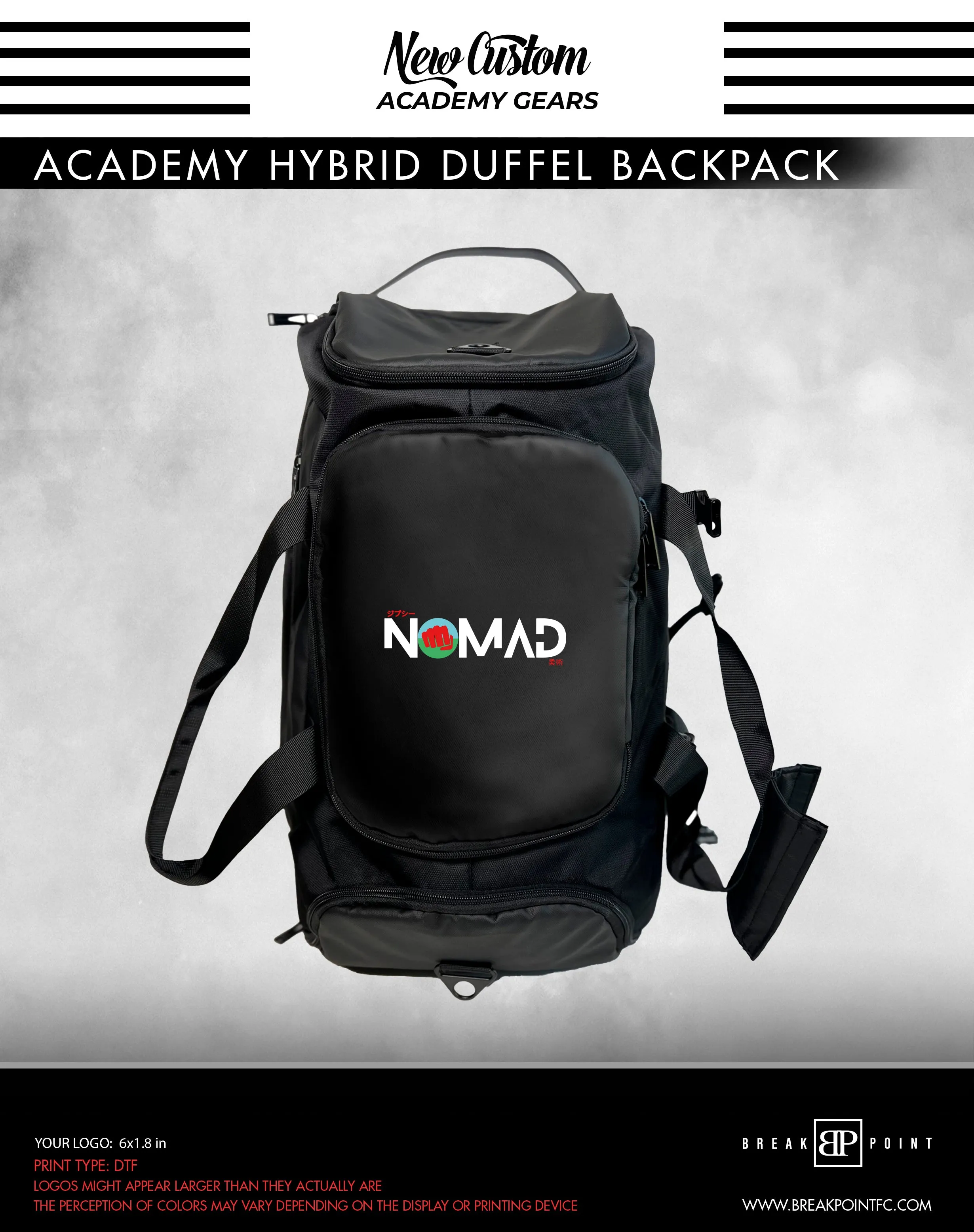 Nomad Jiu-Jitsu Academy Hybrid Duffel Backpack #1419
