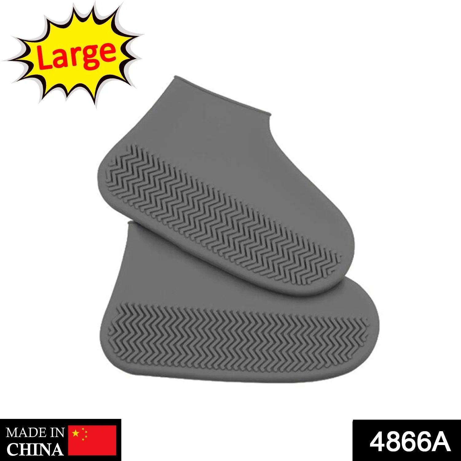 NON-SLIP SILICONE RAIN REUSABLE ANTI SKID WATERPROOF FORDABLE BOOT SHOE COVER ( LARGE )