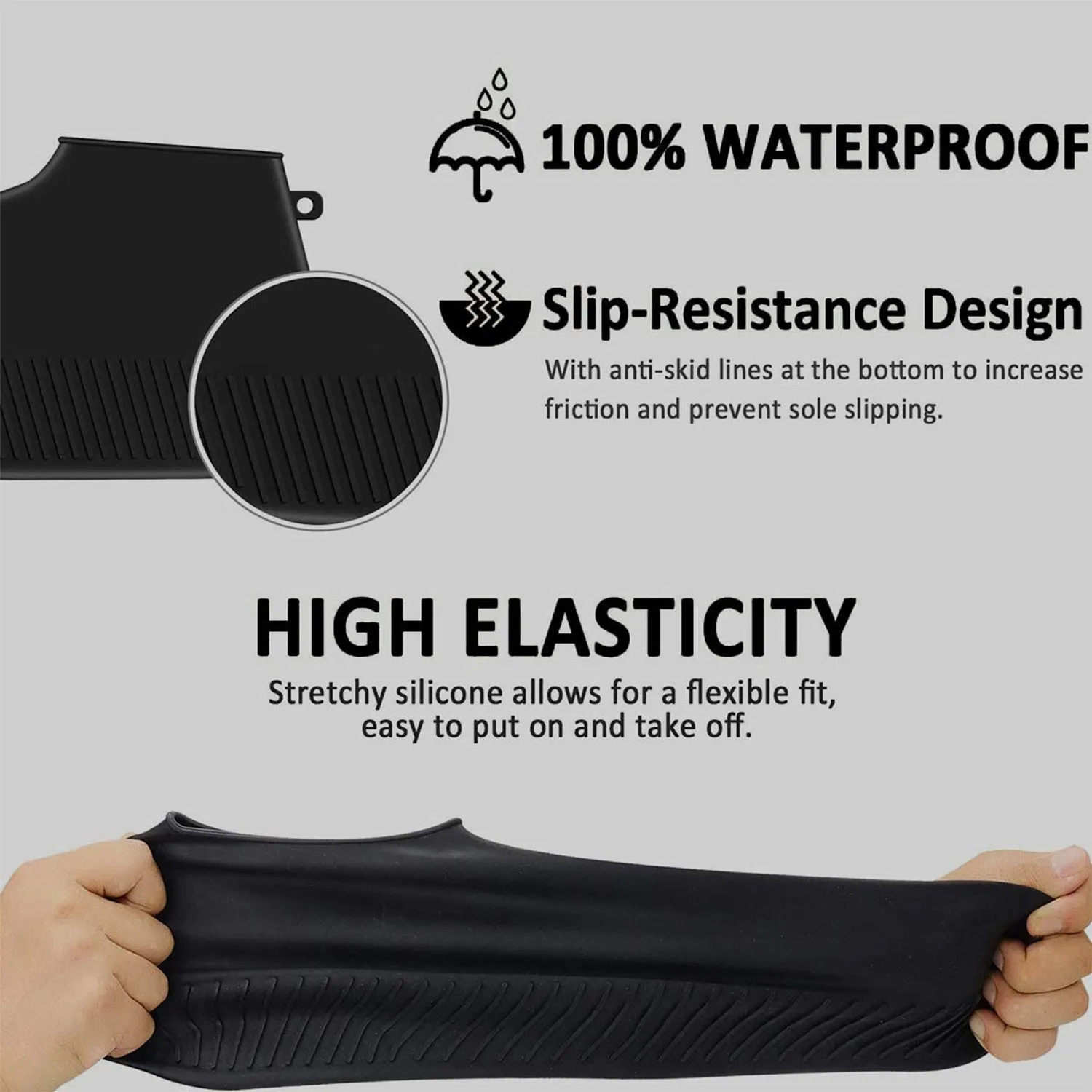 NON-SLIP SILICONE RAIN REUSABLE ANTI SKID WATERPROOF FORDABLE BOOT SHOE COVER ( LARGE )