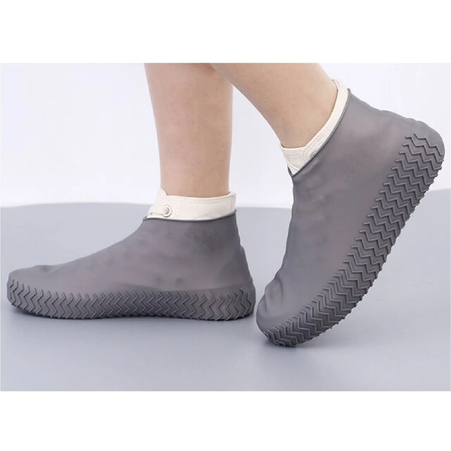 NON-SLIP SILICONE RAIN REUSABLE ANTI SKID WATERPROOF FORDABLE BOOT SHOE COVER ( LARGE )