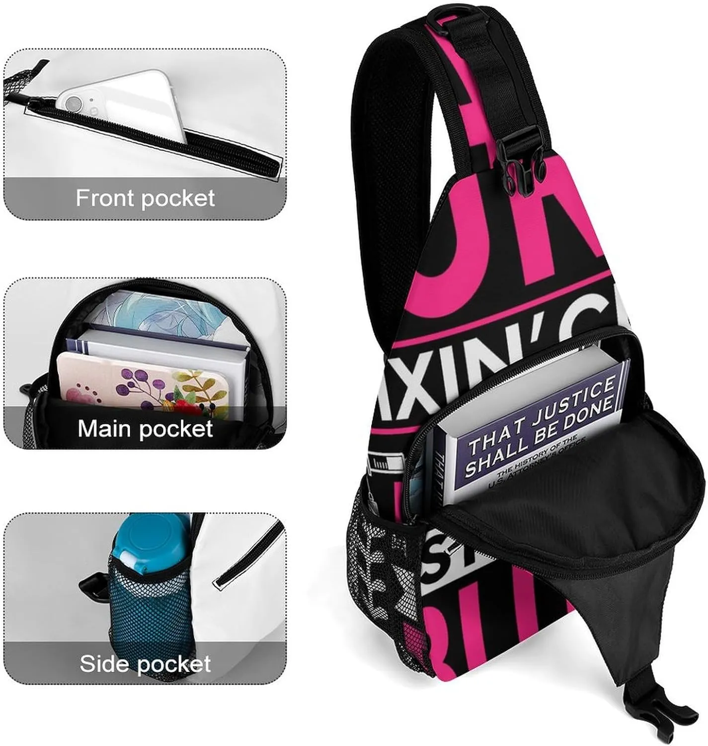 Nurse-pattern Crossbody Sling Backpack, Shoulder Bag Chest Bag for Travel Sport Running