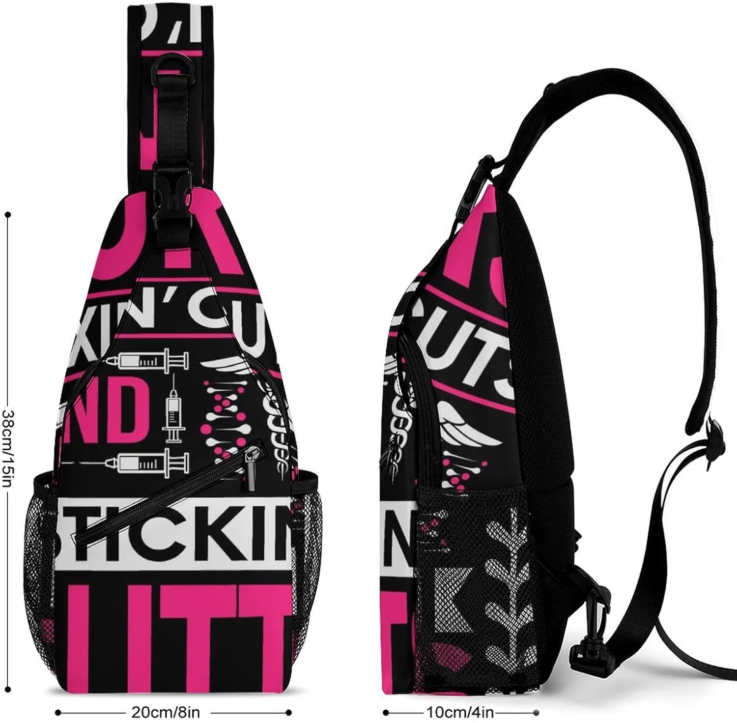 Nurse-pattern Crossbody Sling Backpack, Shoulder Bag Chest Bag for Travel Sport Running