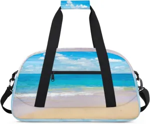 Ocean Beach Gym Duffel Bag for Men Women Summer Ocean Sports Tote Bag with Adjustable Shoulder Strap for Dance Gymnastics Traveling Outdoor Camping Overnight Stay