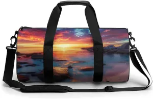 Ocean Sunset Coral Blue Travel Duffel Bag Gym Bags Sports Tote Shoulder Weekender Handbag for Men Women