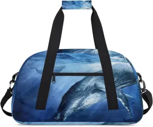 Ocean Whale Gym Duffel Bag for Men Women Ink Painting Sports Tote Bag with Adjustable Shoulder Strap for Dance Gymnastics Traveling Outdoor Camping Overnight Stay