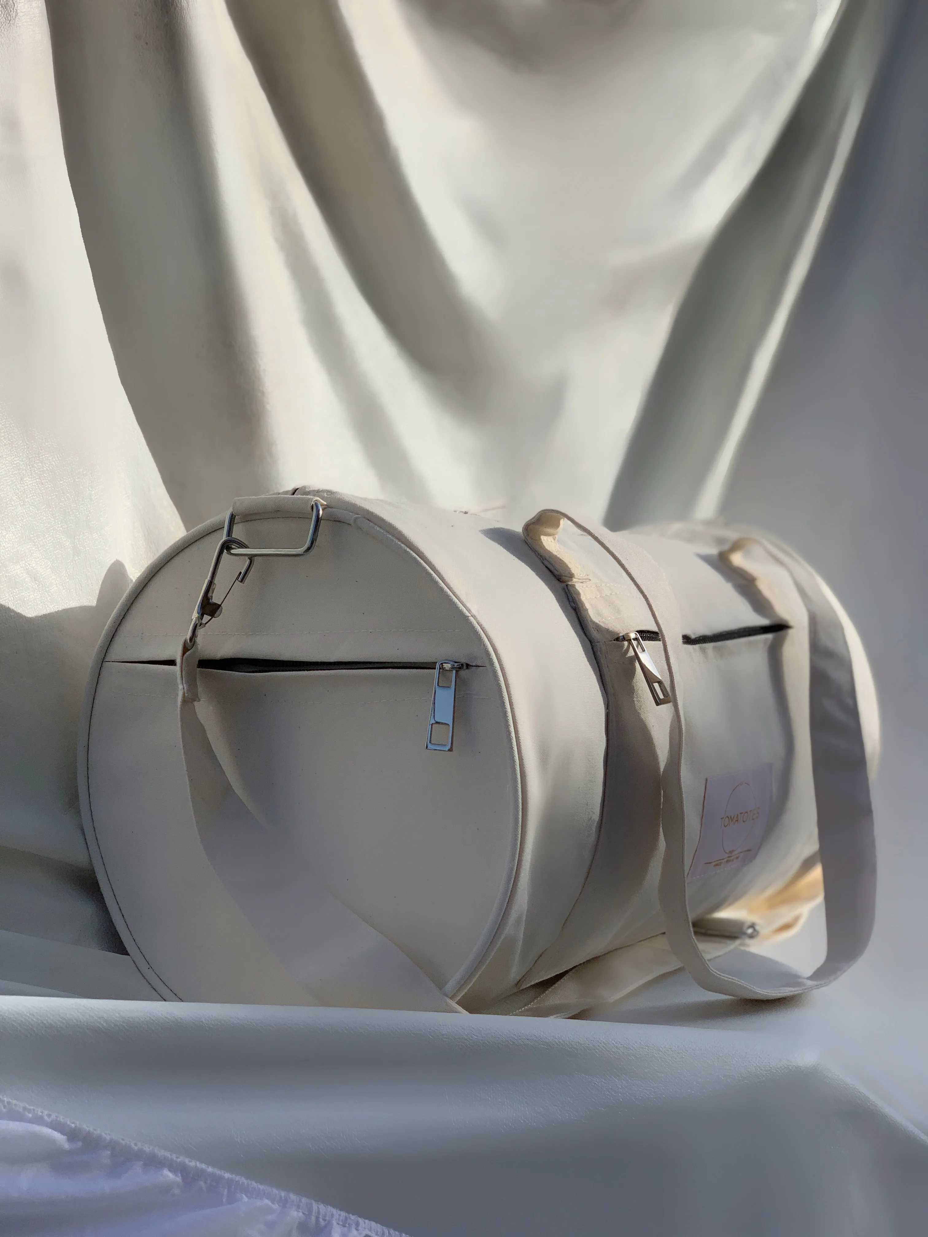 Off White Canvas Duffel Bag