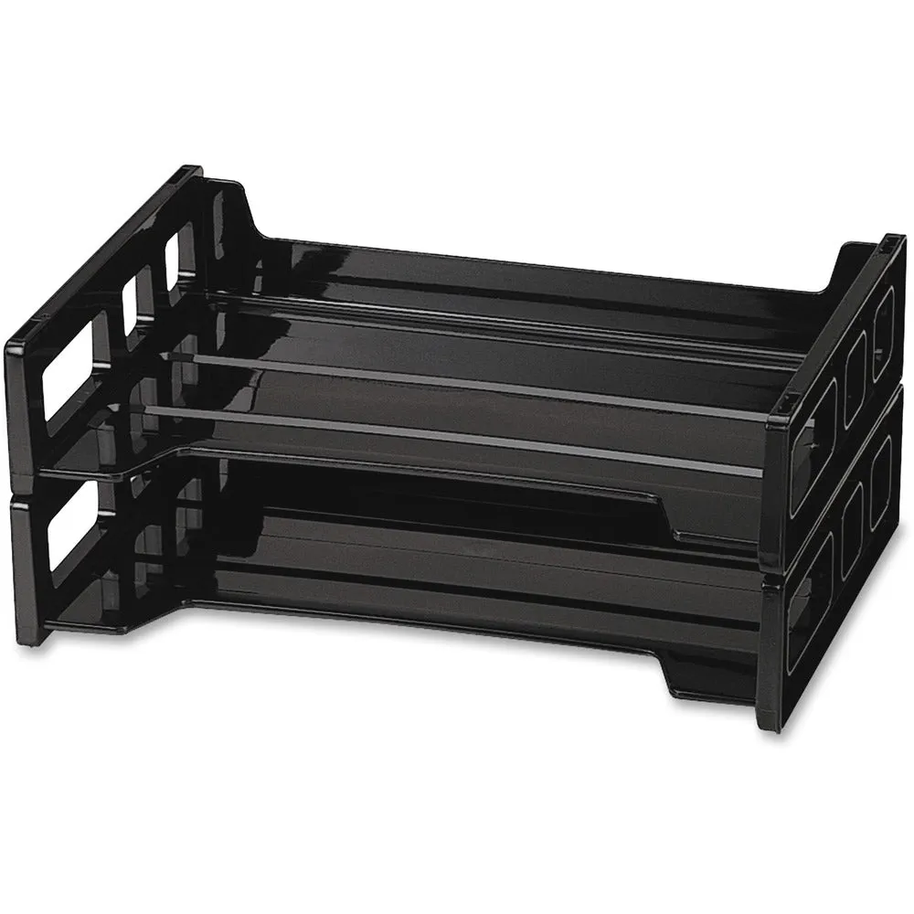 Officemate Stackable Desk Trays,Side Load,13-3/16"x9"x2-3/4",2/PK,Black