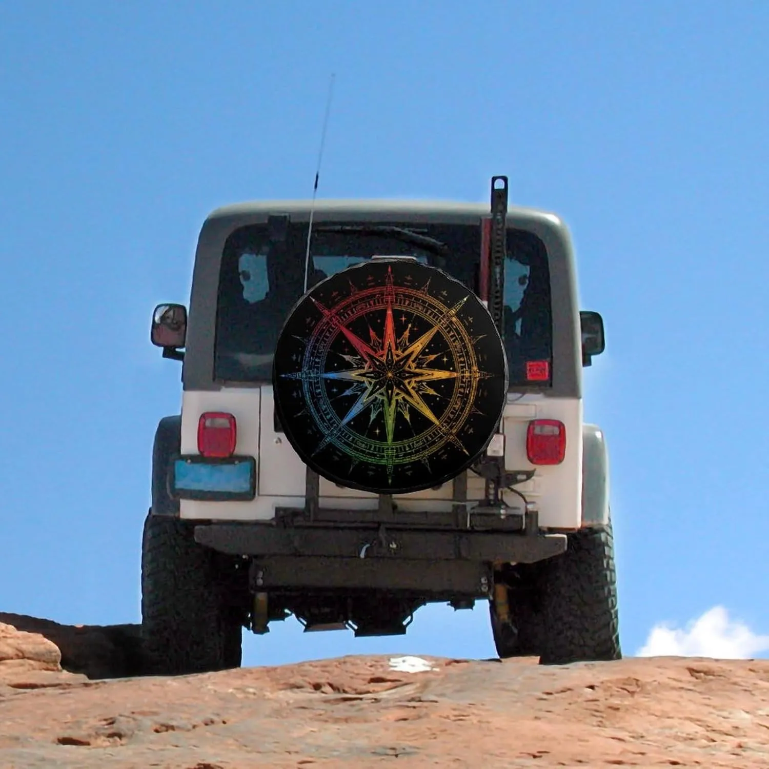 Old Compass Fashion Spare Tire Cover Waterproof Wheel Covers Car Accessories for Travel Camping