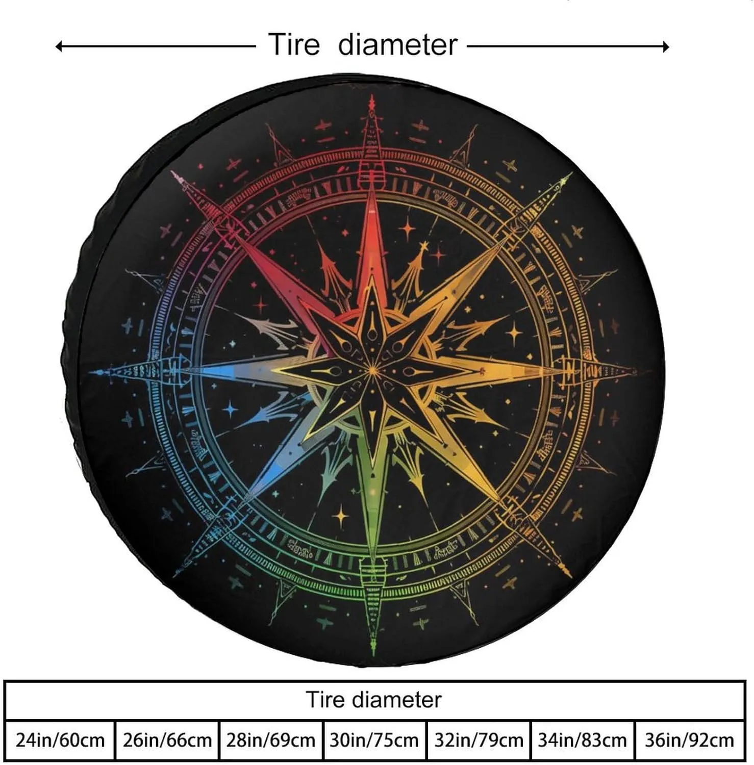 Old Compass Fashion Spare Tire Cover Waterproof Wheel Covers Car Accessories for Travel Camping