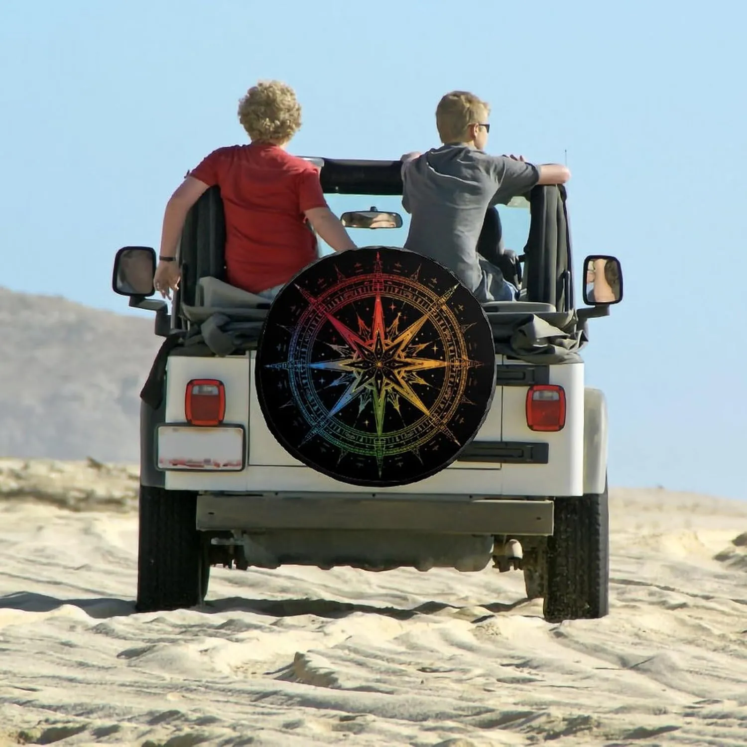Old Compass Fashion Spare Tire Cover Waterproof Wheel Covers Car Accessories for Travel Camping