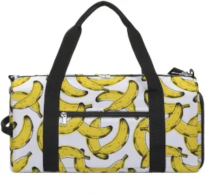 Old Print Bananas Pattern Sports Tote Gym Bag for Women Men, Overnight Bag with Shoe Compartment Water Resistant