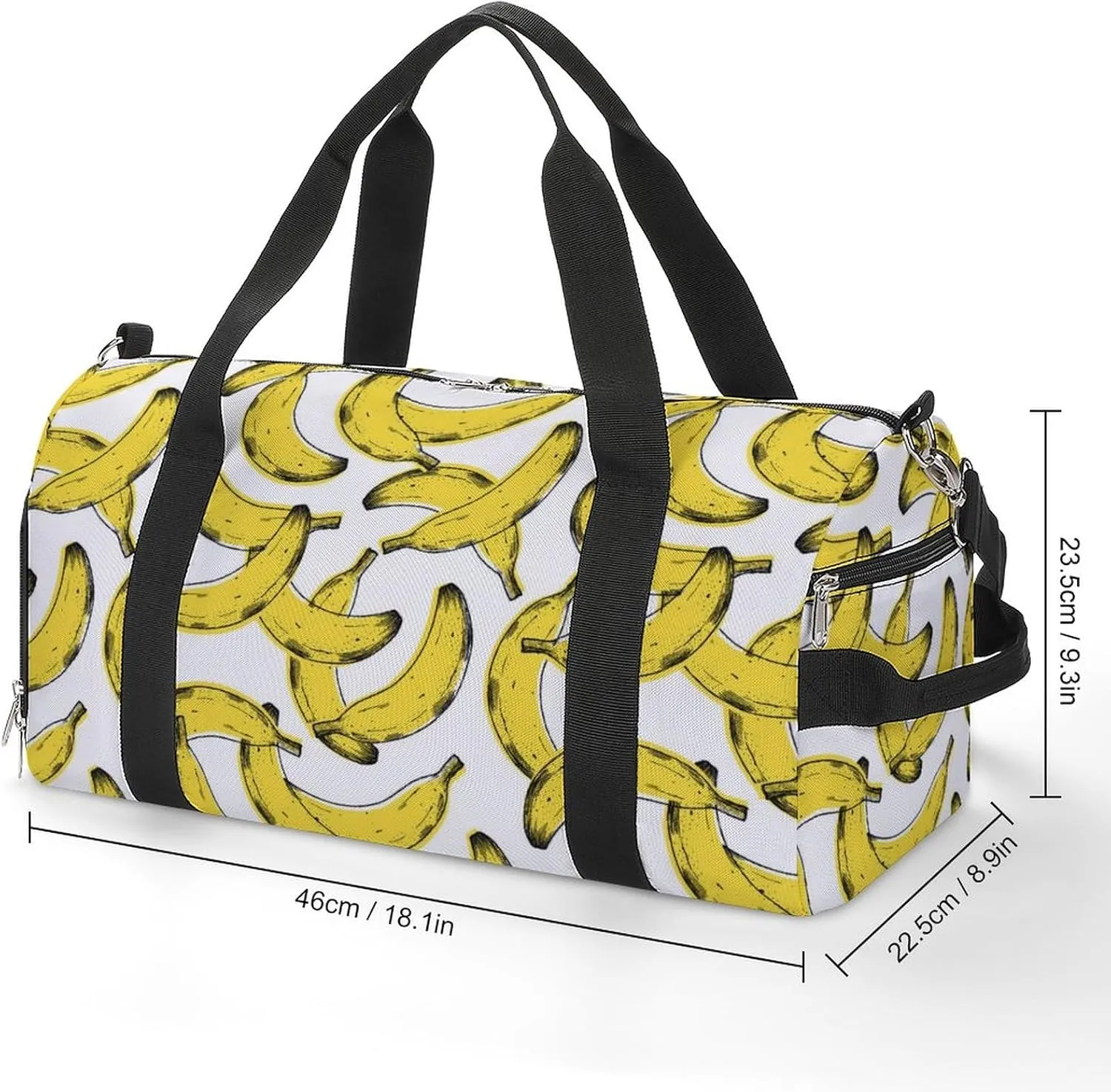 Old Print Bananas Pattern Sports Tote Gym Bag for Women Men, Overnight Bag with Shoe Compartment Water Resistant