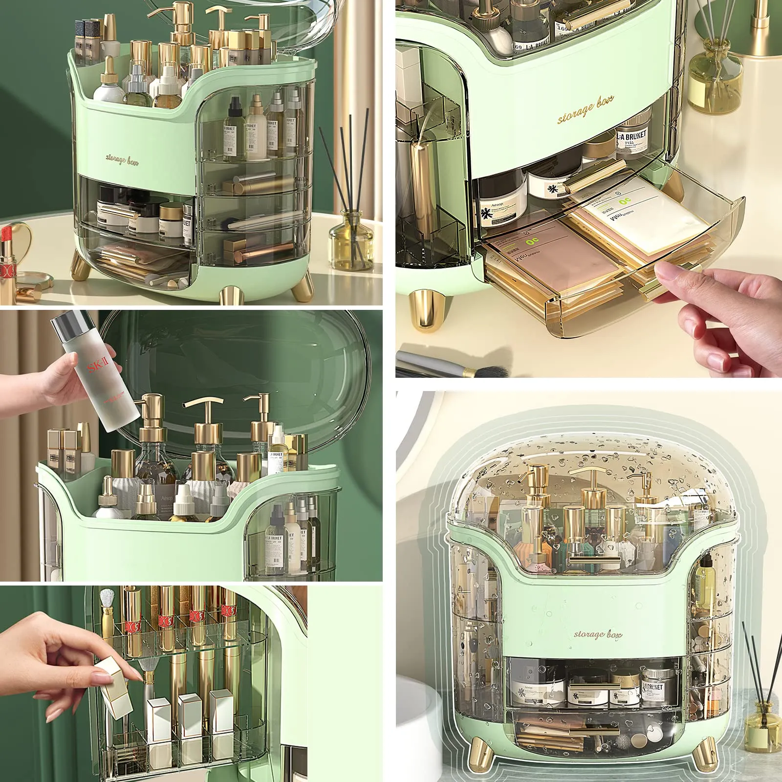 Omeily Upgrade Large Makeup Organizer Countertop Vanity Case Skin Care Cosmetic Storage Box Bathroom Counter Perfume Skincare Organizers Make Up Caddy Gift for Women Girls Clear Design Easy Visibility