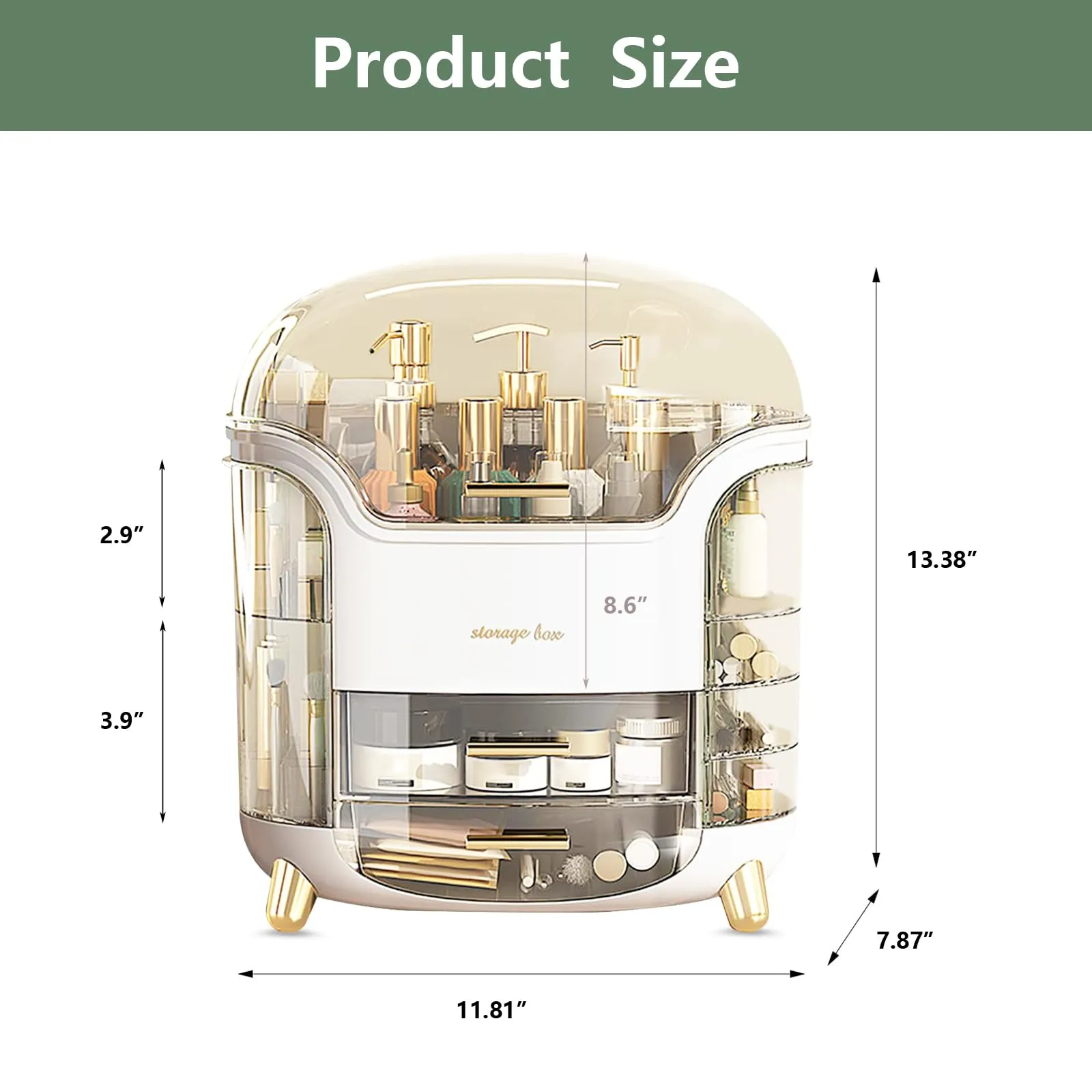 Omeily Upgrade Large Makeup Organizer Countertop Vanity Case Skin Care Cosmetic Storage Box Bathroom Counter Perfume Skincare Organizers Make Up Caddy Gift for Women Girls Clear Design Easy Visibility