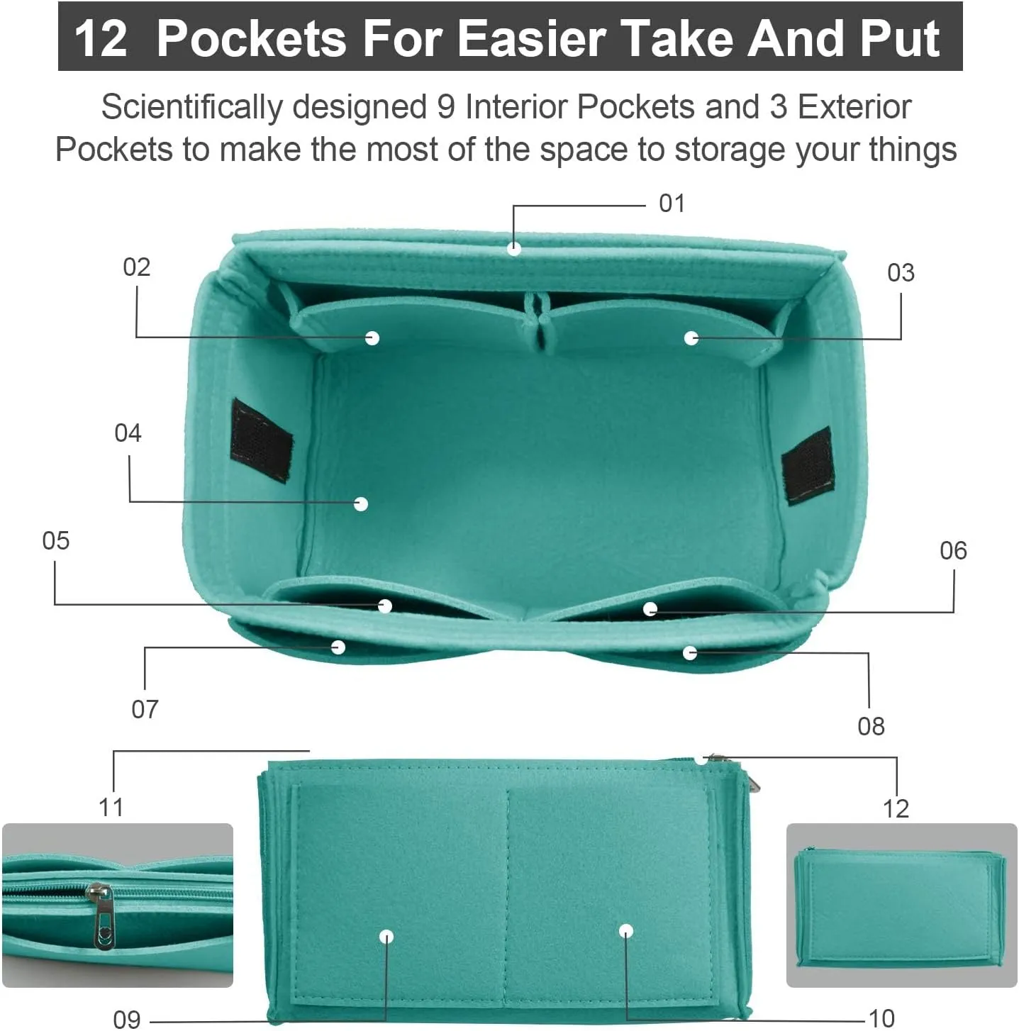 OMYSTYLE Purse Organizer Insert, Felt Tote Bag Organizer Insert with 5 Sizes, Handbag Dividers for Inside Purse, Compatible with Longchamp, Neverful, Speedy and More