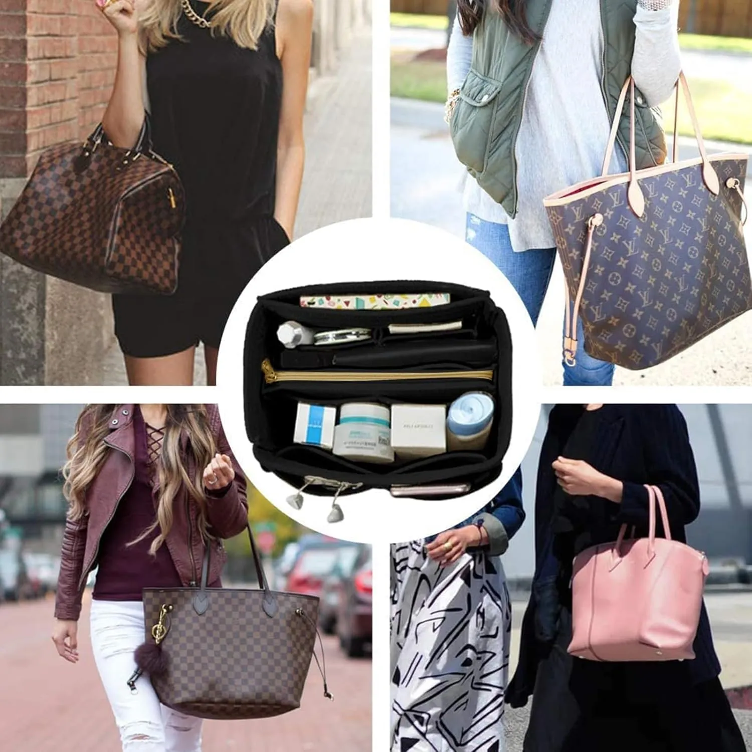 OMYSTYLE Purse Organizer Insert, Felt Tote Bag Organizer Insert with 5 Sizes, Handbag Dividers for Inside Purse, Compatible with Longchamp, Neverful, Speedy and More