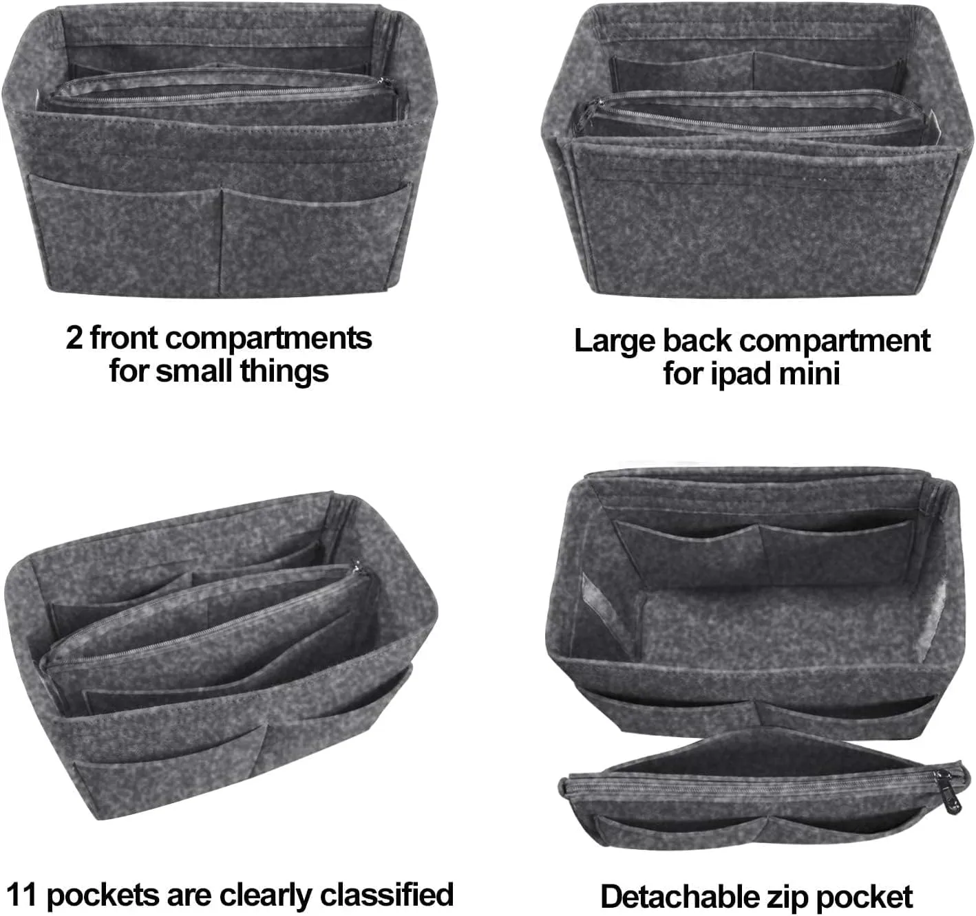 OMYSTYLE Purse Organizer Insert, Felt Tote Bag Organizer Insert with 5 Sizes, Handbag Dividers for Inside Purse, Compatible with Longchamp, Neverful, Speedy and More