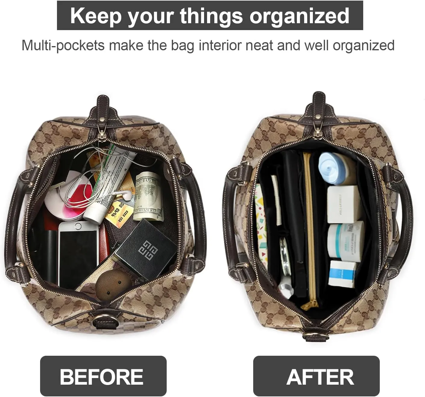 OMYSTYLE Purse Organizer Insert, Felt Tote Bag Organizer Insert with 5 Sizes, Handbag Dividers for Inside Purse, Compatible with Longchamp, Neverful, Speedy and More