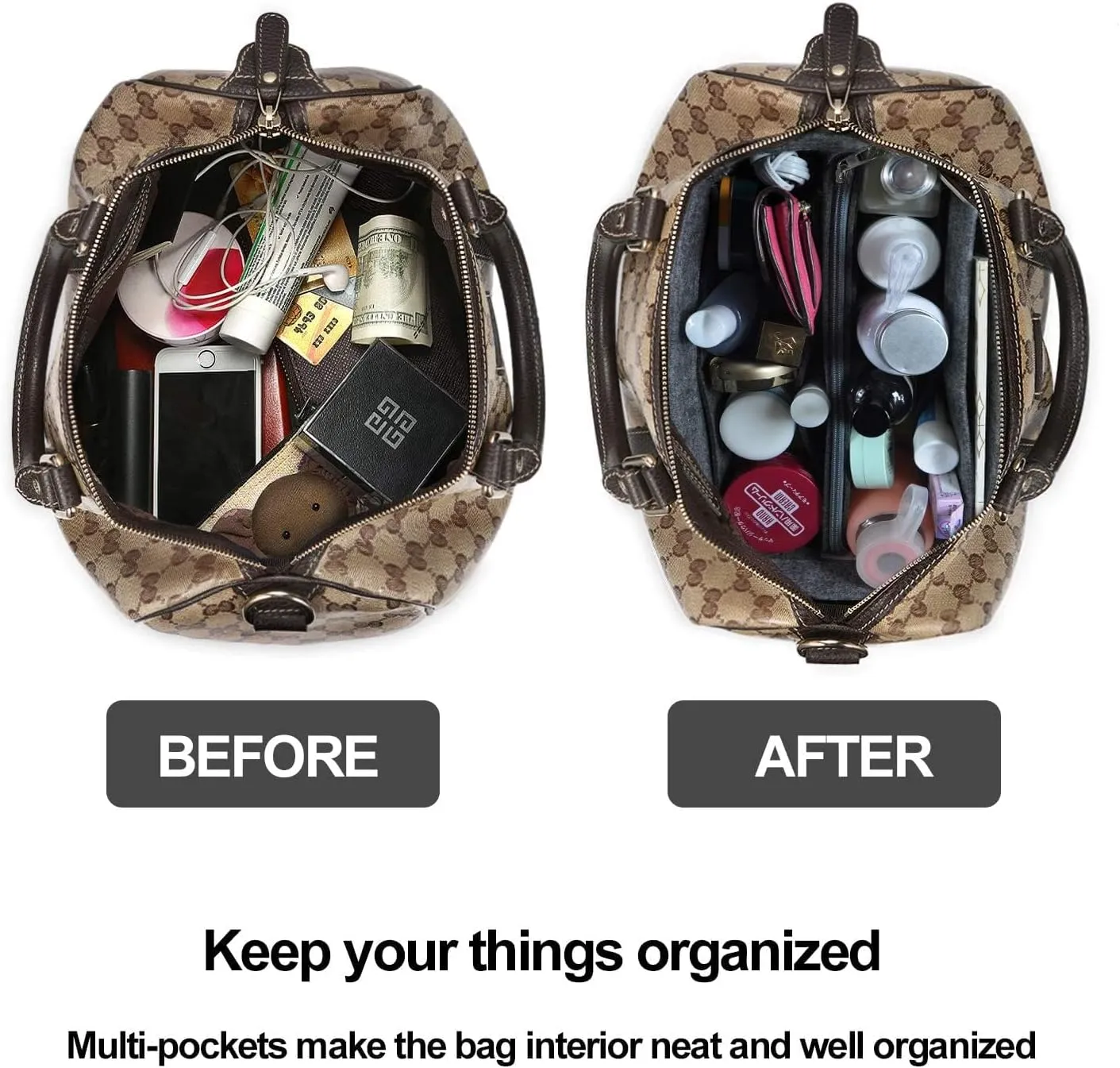 OMYSTYLE Purse Organizer Insert, Felt Tote Bag Organizer Insert with 5 Sizes, Handbag Dividers for Inside Purse, Compatible with Longchamp, Neverful, Speedy and More
