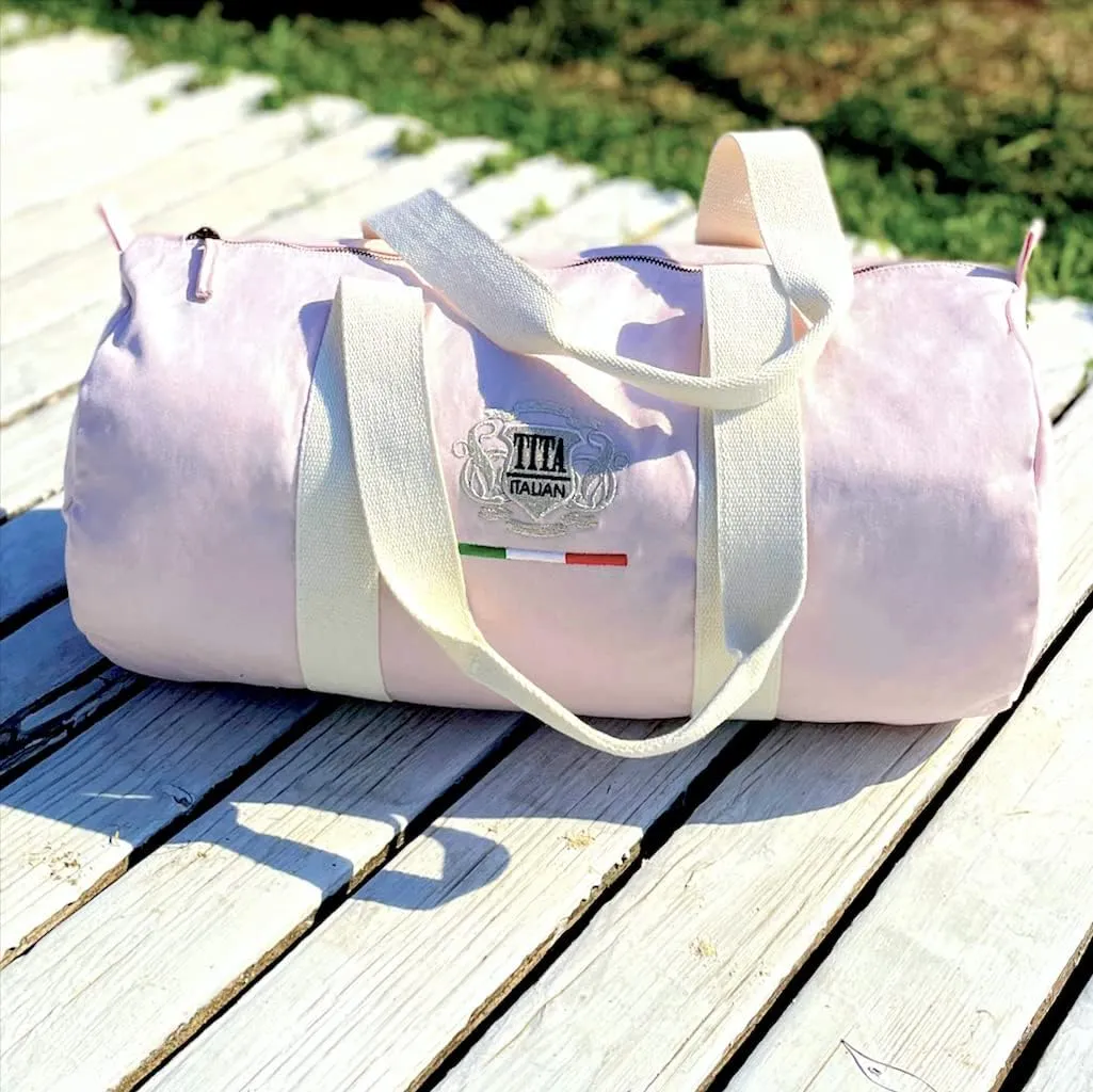 Organic Cotton round Duffel Bag (Pink with Silver)