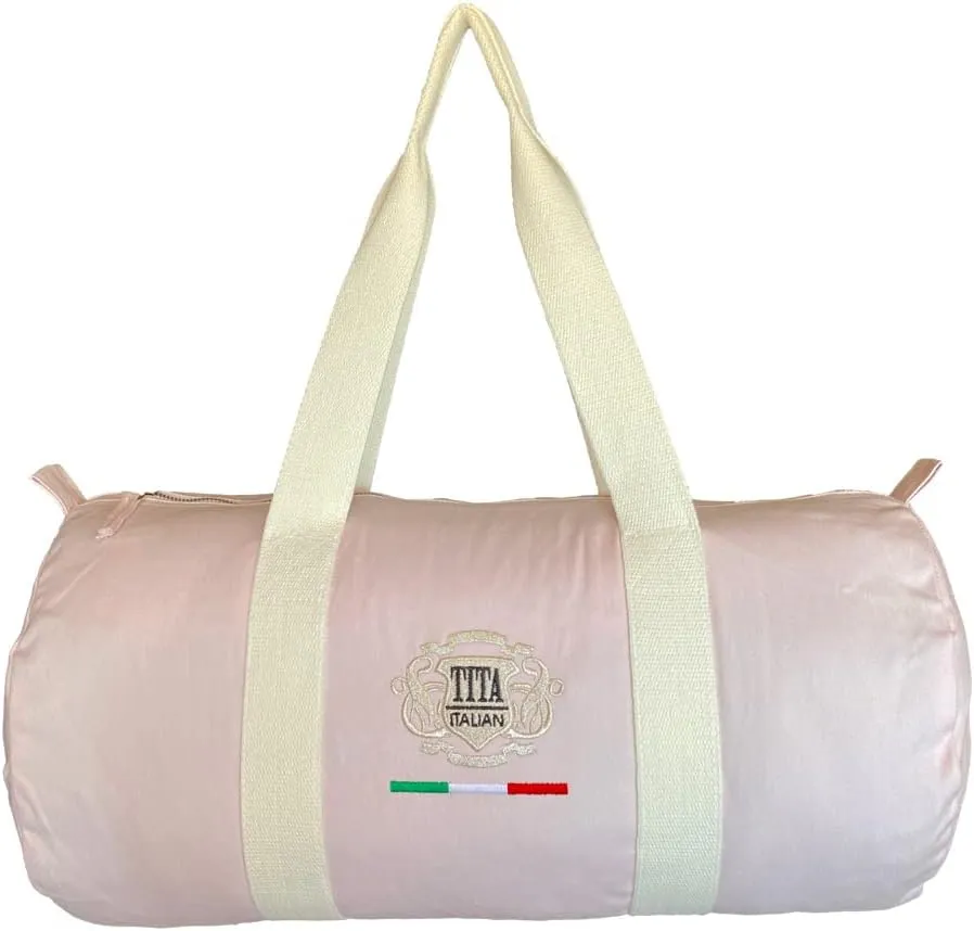 Organic Cotton round Duffel Bag (Pink with Silver)