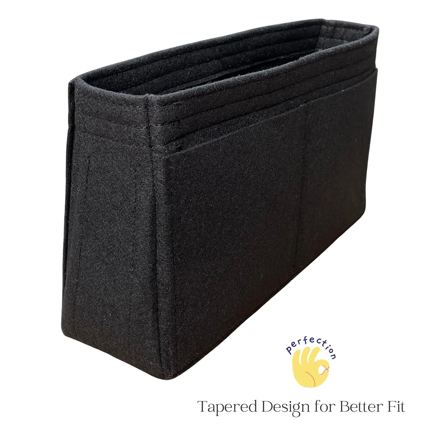 Organizer for Andia.mo, Felt Insert with Key Chain, Reinforced Base, Trapezoid Shape (East West, Chocolate)