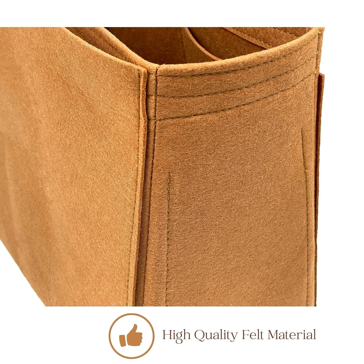 Organizer for Andia.mo, Felt Insert with Key Chain, Reinforced Base, Trapezoid Shape (East West, Chocolate)