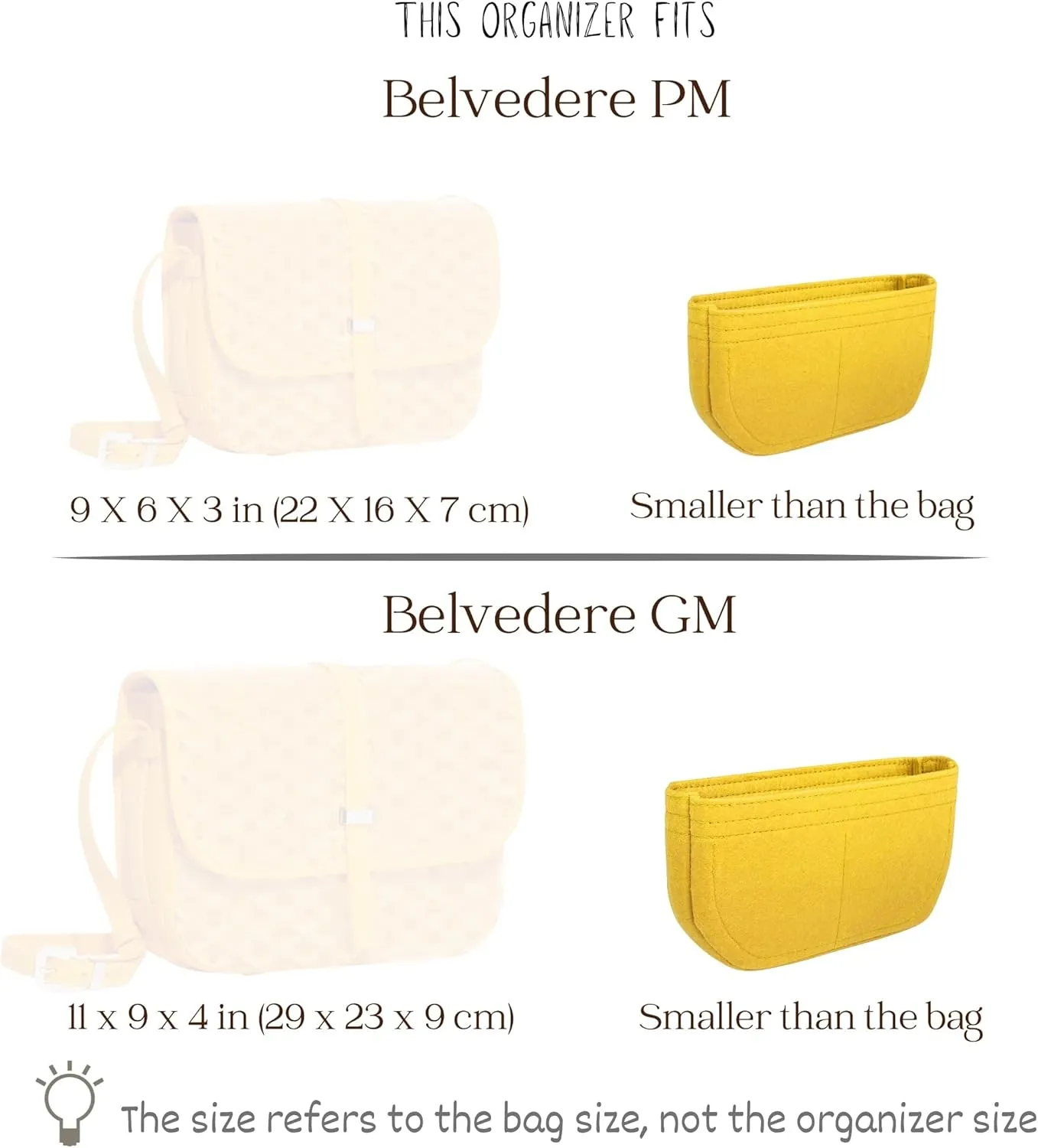 Organizer for Belvedere PM, GM Bag, Felt Handbag Insert (PM, Emerald)