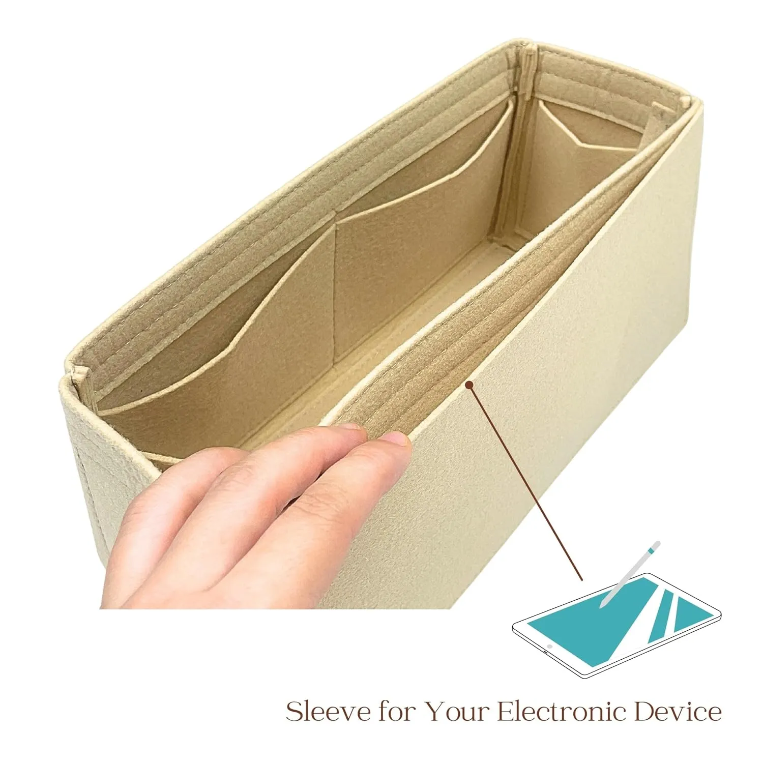 Organizer for Birkin 25, 30, 35, 40, 42, 45, 50, Handmade Felt Insert (BK 35, Cream)