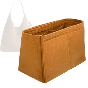 Organizer for Brooklyn Shoulder Bag 23 | 28 | 39, Felt Insert with Key Chain, Reinforced Base, Trapezoid Shape (Size 28, Wood)