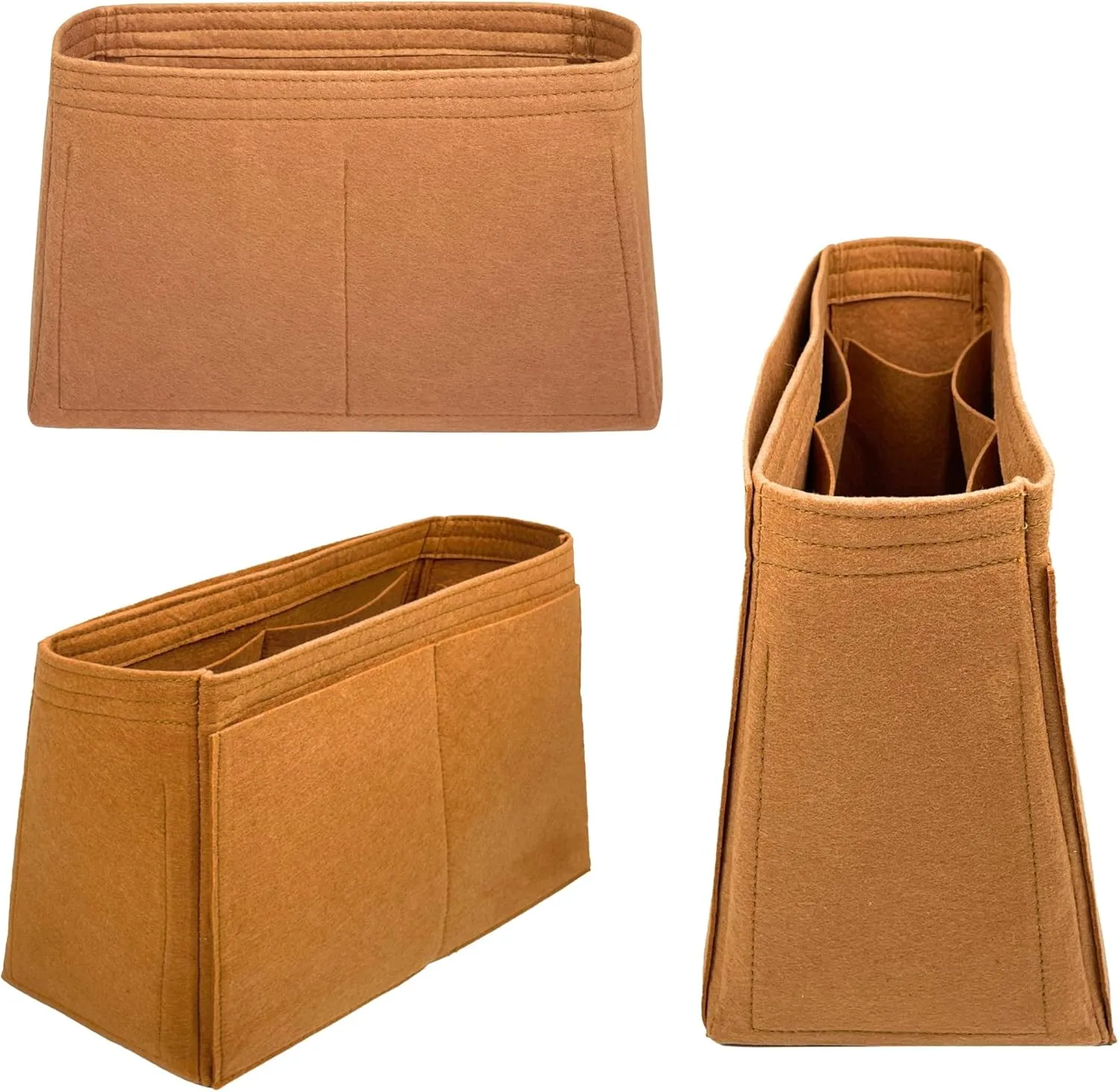 Organizer for Coa.h Soft Empire Carryall (Size 48, GoldBrown), Felt Bag Insert for 40/48 with Keychain Hook, Reinforced base
