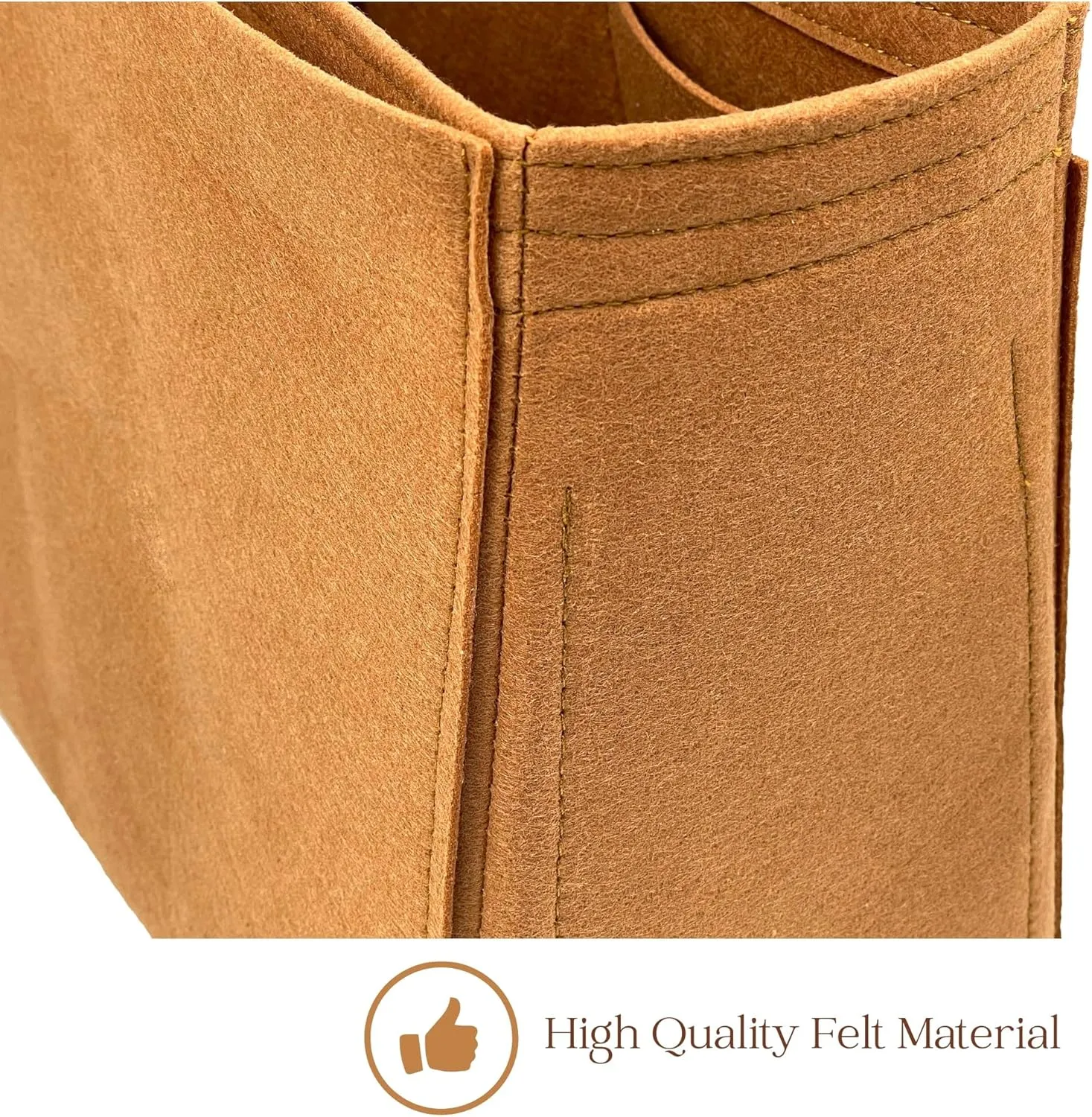 Organizer for Coa.h Soft Empire Carryall (Size 48, GoldBrown), Felt Bag Insert for 40/48 with Keychain Hook, Reinforced base