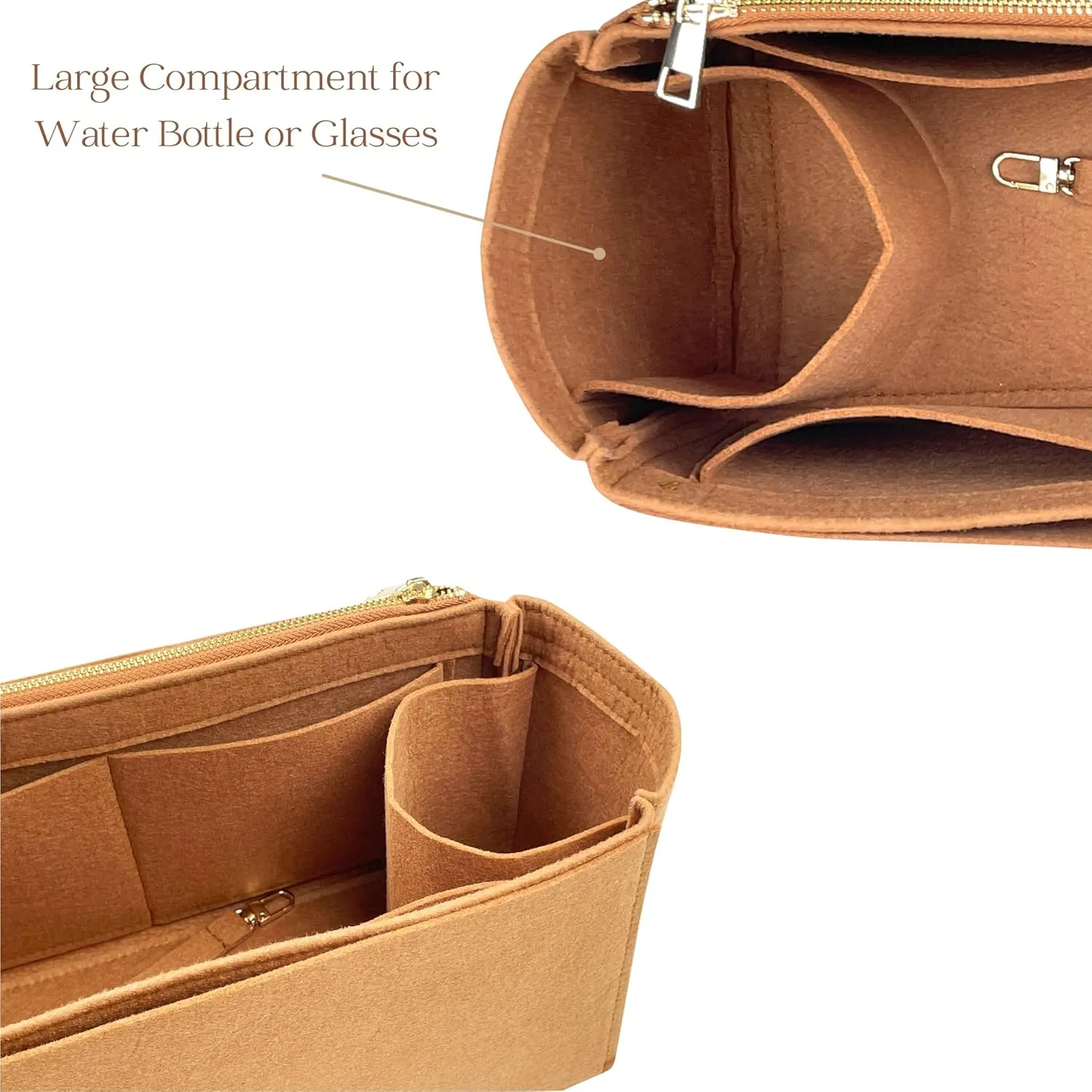 Organizer for Jack Heritage Broken-In Leather Bag, Felt Insert with Water Bottle Holder, Zipper Pouch (Evergreen)