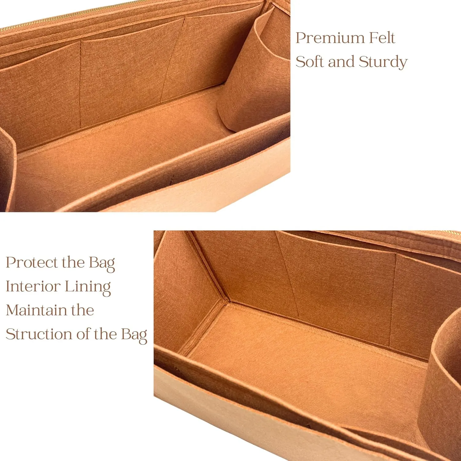 Organizer for Jack Heritage Broken-In Leather Bag, Felt Insert with Water Bottle Holder, Zipper Pouch (Evergreen)