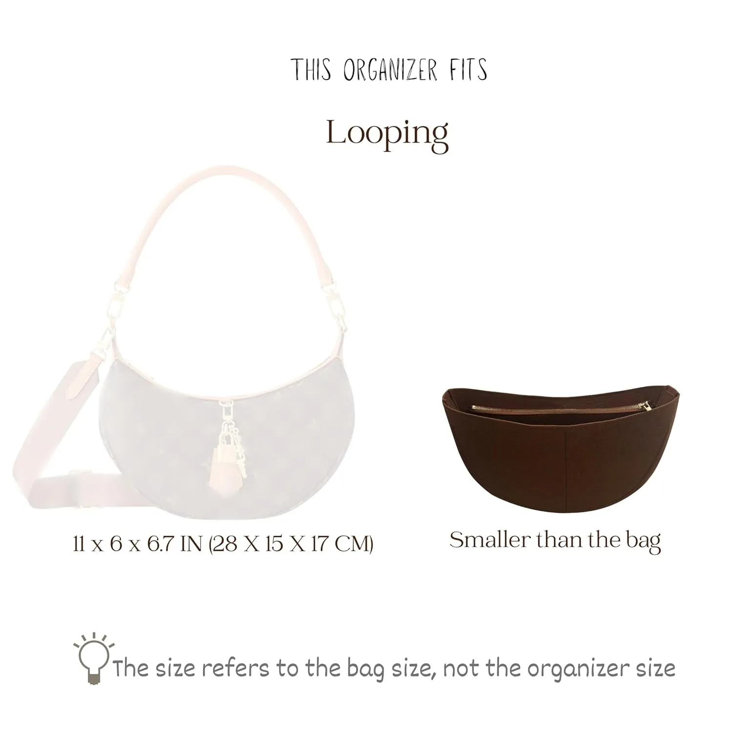 Organizer for Looping, Handmade Felt Bag Insert, 31 Colors (GoldBrown)