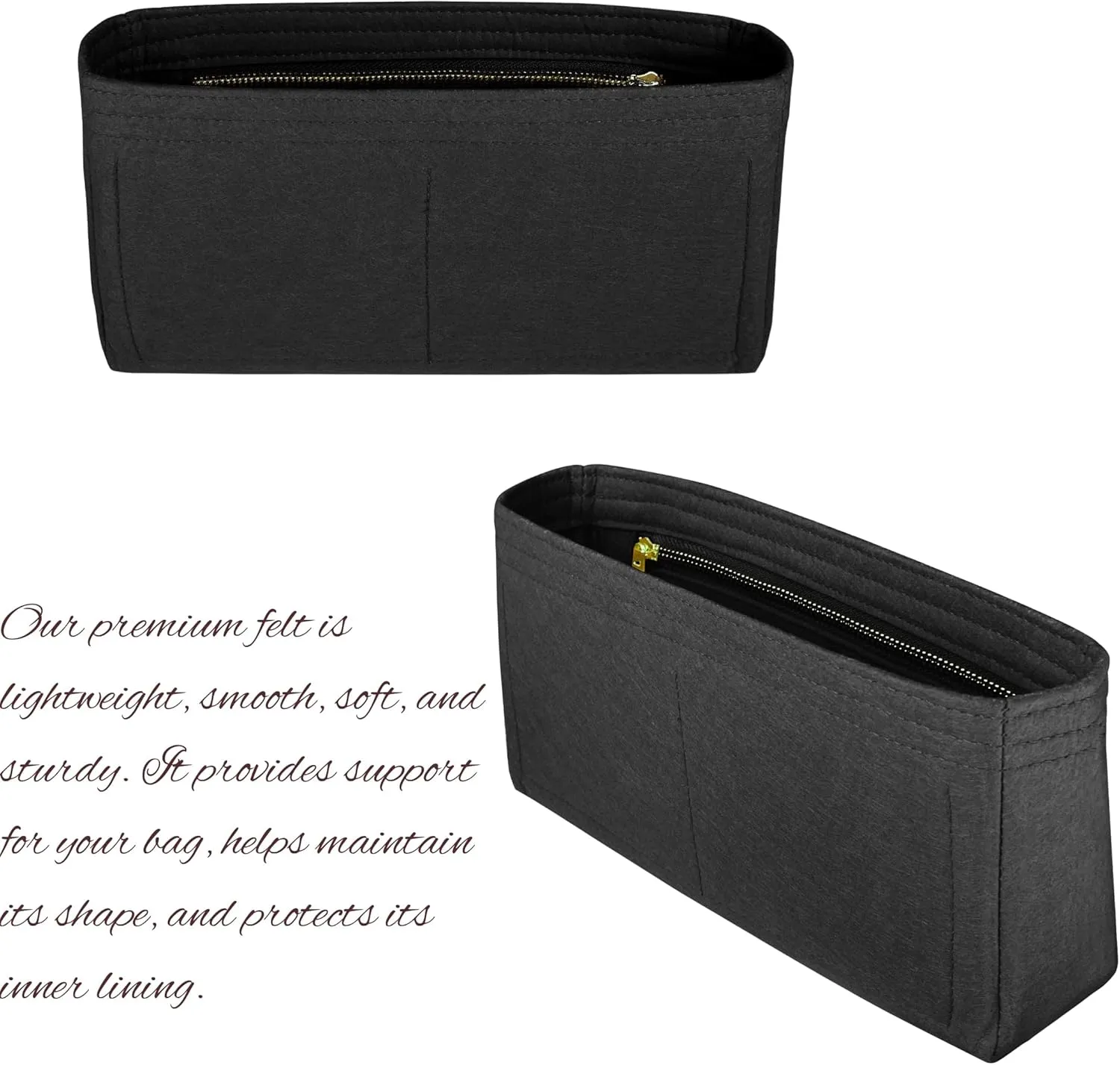 Organizer for Lou Camera Bag, Felt Insert, Crossbody Bag Liner with Zipper Pocket (Evergreen)