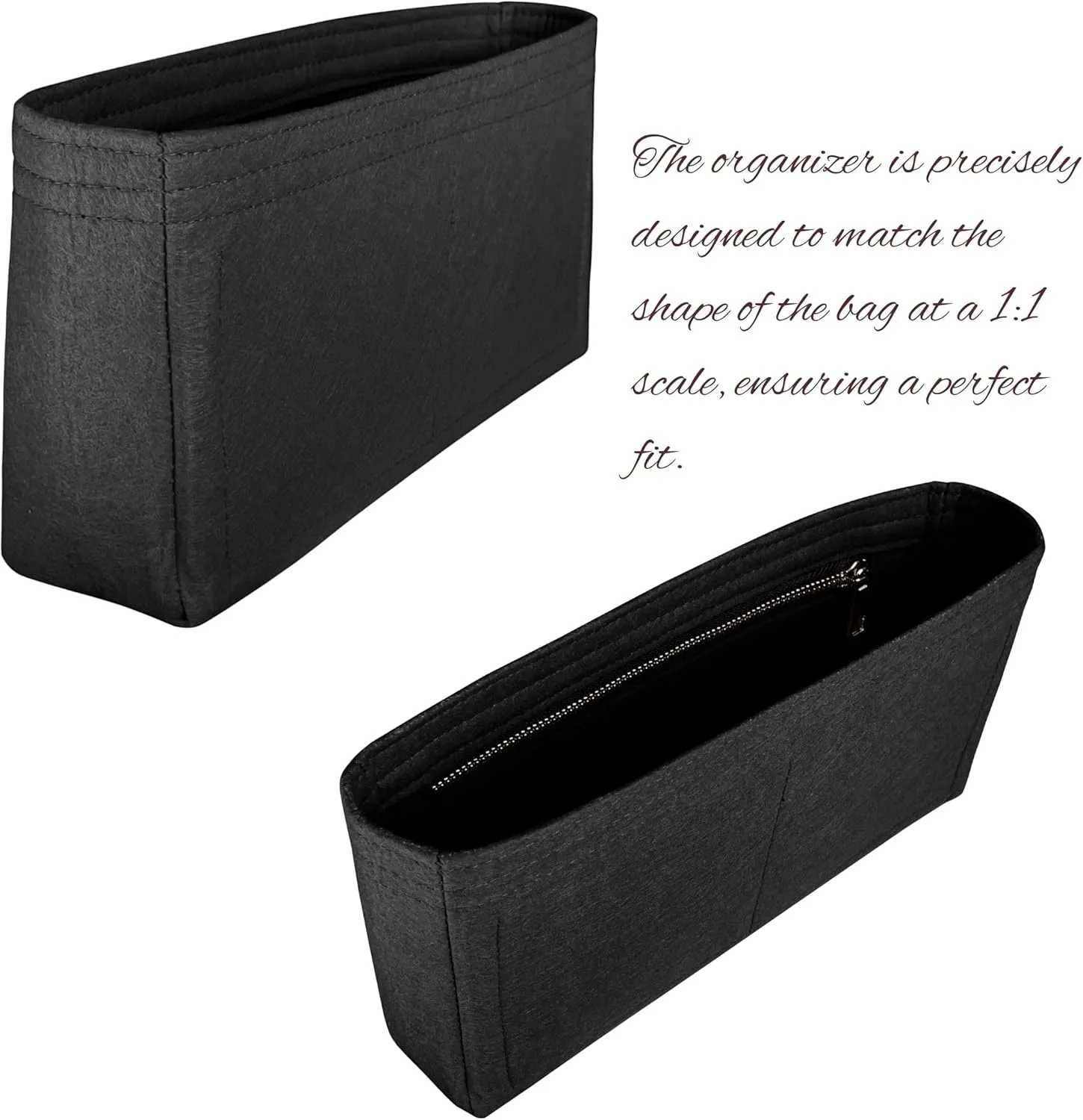 Organizer for Lou Camera Bag, Felt Insert, Crossbody Bag Liner with Zipper Pocket (Evergreen)