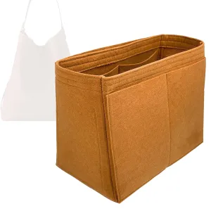 Organizer for Low Key Hobo PM | MM, Felt Insert with Key Chain, Reinforced Base, Trapezoid Shape (PM, GoldBrown)