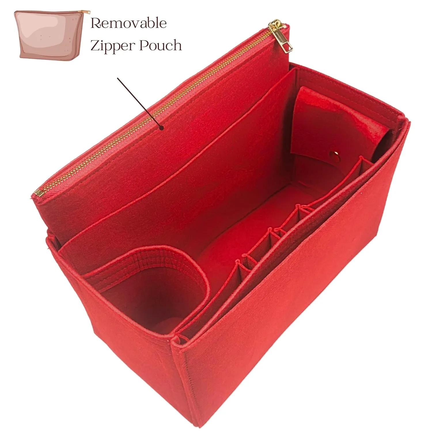 Organizer for Neverfull PM, MM, GM, Felt Bag Insert, 31 Colors (GM, Jade)