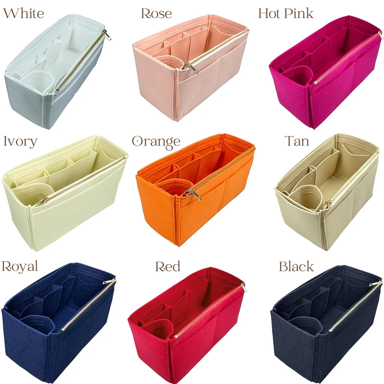 Organizer for Tote Boat, Small, Medium, Large, Extra-Large, Handmade Felt Insert (Large, Jade)