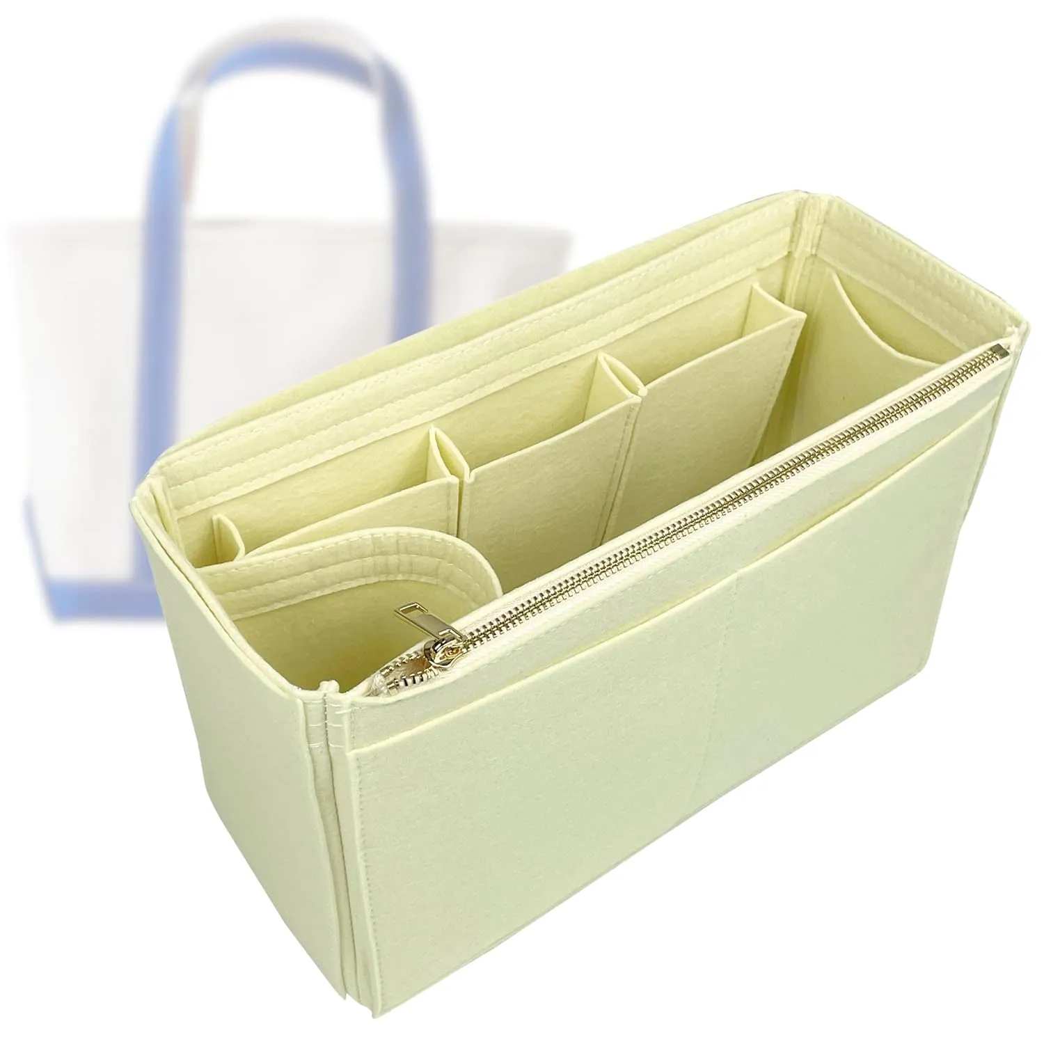Organizer for Tote Boat, Small, Medium, Large, Extra-Large, Handmade Felt Insert (Large, Jade)